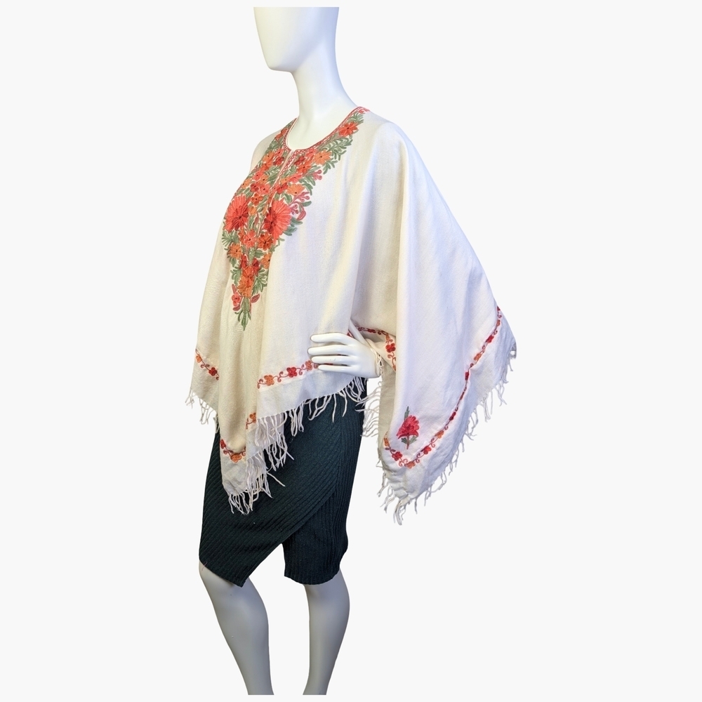 Floral Embroidered Fringe Poncho | One Size Fits Most - Picture 2 of 6